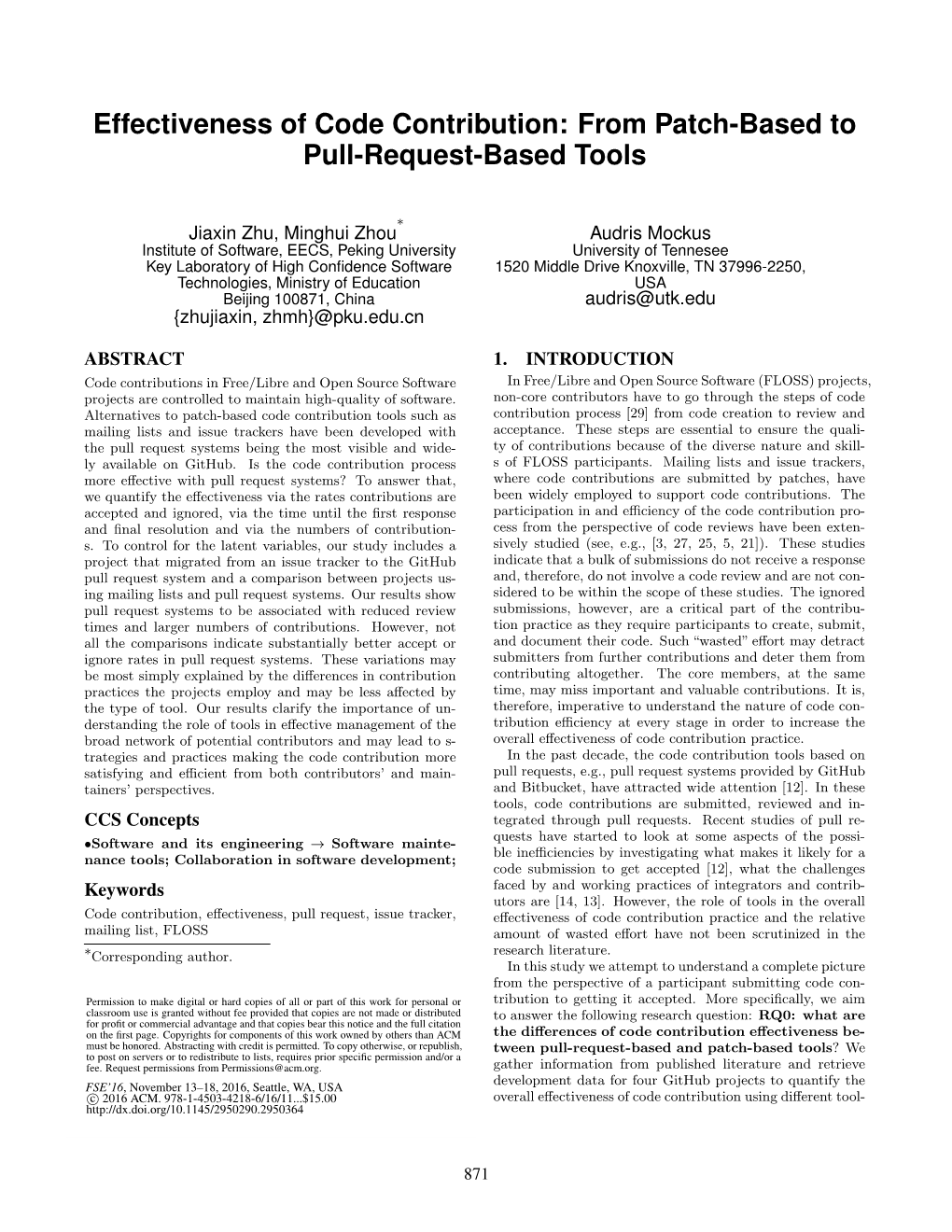 Effectiveness of Code Contribution: from Patch-Based to Pull-Request-Based Tools