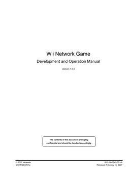 Wii Network Game Development and Operation Manual