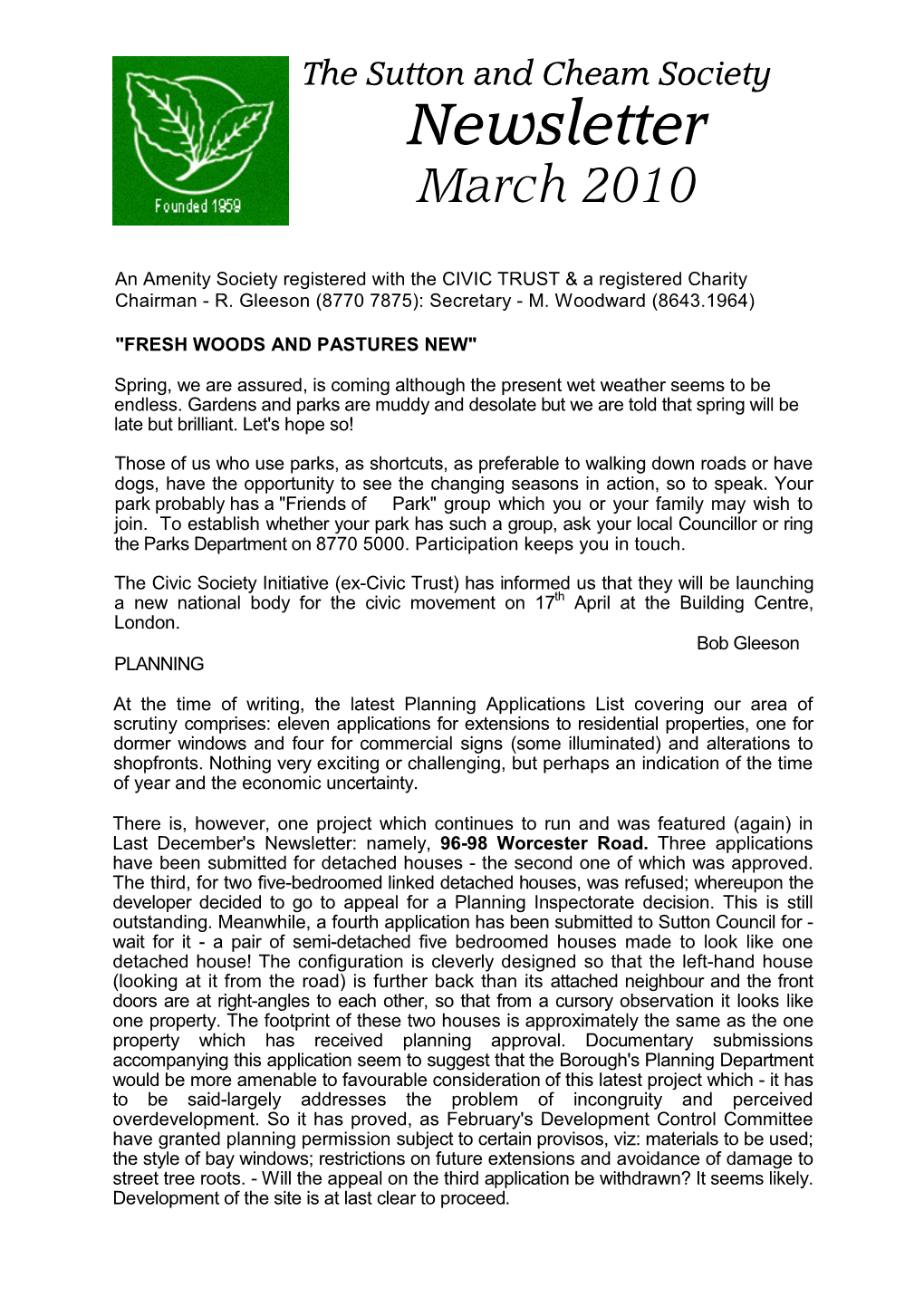 Newsletter March 2010