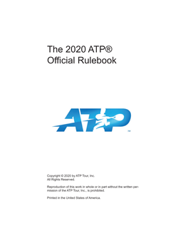 The 2020 ATP Offi Cial Rulebook