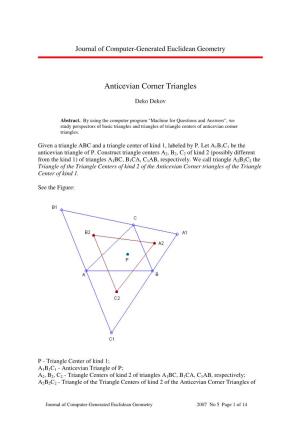 Deko Dekov, Anticevian Corner Triangles PDF, 101