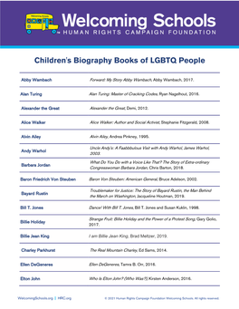 WS Children's Biography Books of LGBTQ People
