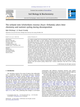 The Oribatid Mite Scheloribates Moestus (Acari: Oribatida) Alters Litter Chemistry and Nutrient Cycling During Decomposition