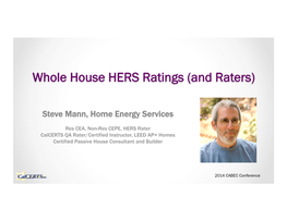 Whole House HERS Ratings (And Raters)