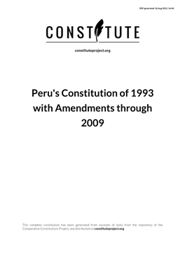 Peru's Constitution of 1993 with Amendments Through 2009