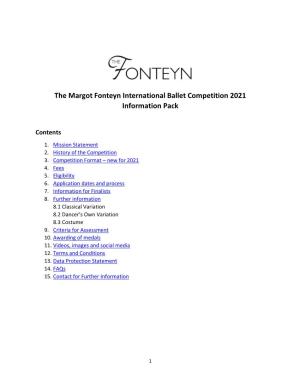 The Margot Fonteyn International Ballet Competition 2021 Information Pack