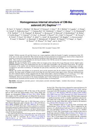 Homogeneous Internal Structure of CM-Like Asteroid (41) Daphne?,?? B
