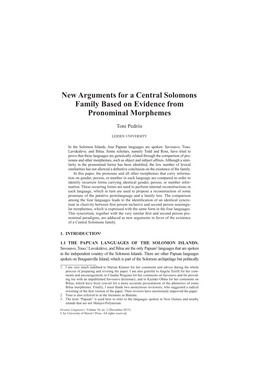 New Arguments for a Central Solomons Family Based on Evidence from Pronominal Morphemes