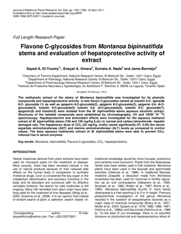 Flavone C-Glycosides from Montanoa Bipinnatifida Stems and Evaluation of Hepatoprotective Activity of Extract