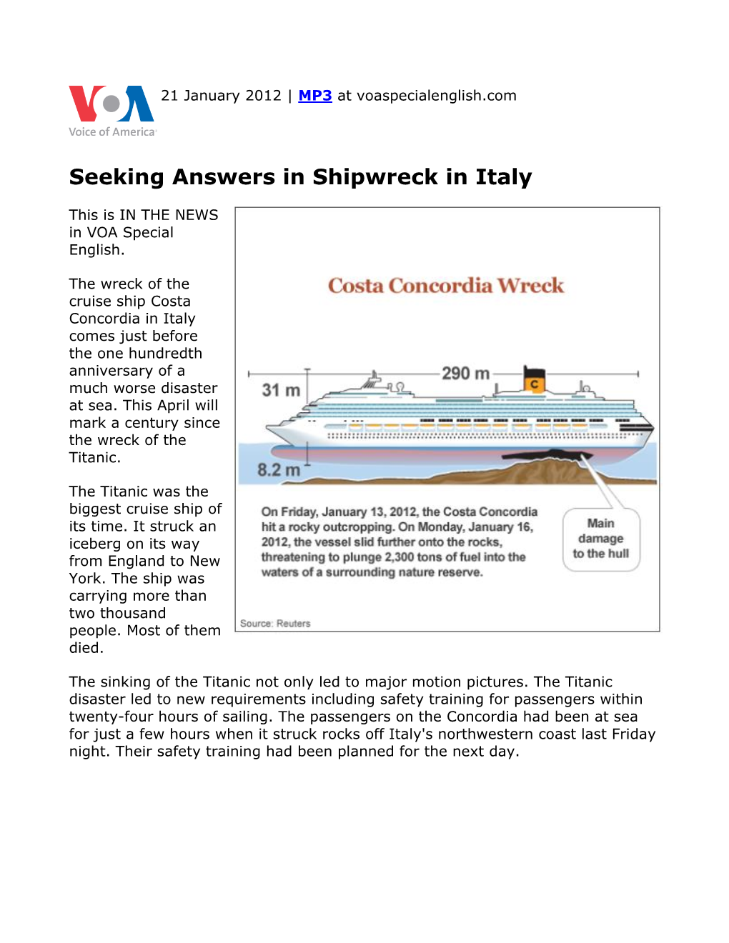 Seeking Answers in Shipwreck in Italy
