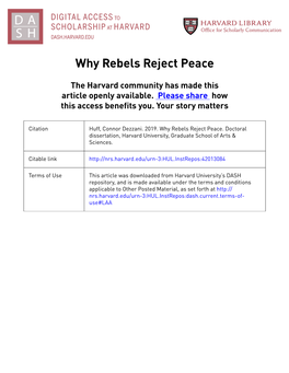 Why Rebels Reject Peace