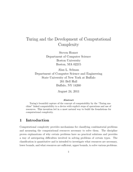 Turing and the Development of Computational Complexity