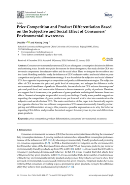 Price Competition and Product Differentiation Based on the Subjective and Social Effect of Consumers’ Environmental Awareness