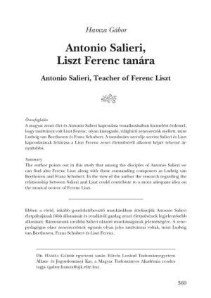 Antonio Salieri, Liszt Ferenc Tanára