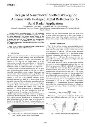 Design of Narrow-Wall Slotted Waveguide Antenna with V-Shaped Metal Reflector for X