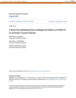 A Short-Term Marketing Plan to Mitigate the Effects of COVID-19 on Armenia's Tourism Industry