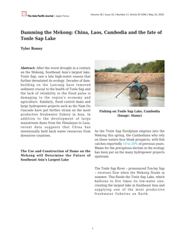China, Laos, Cambodia and the Fate of Tonle Sap Lake