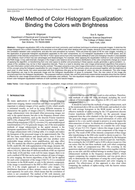 Novel Method of Color Histogram Equalization: Binding the Colors with Brightness