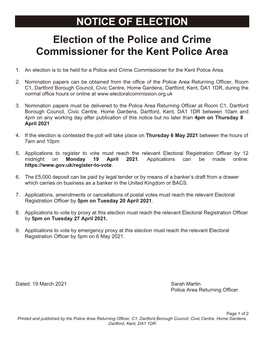 PCC Notice of Election