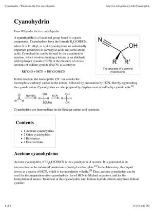 Cyanohydrin - Wikipedia, the Free Encyclopedia