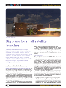 Big Plans for Small Satellite Launches