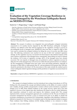 Evaluation of the Vegetation Coverage Resilience in Areas Damaged by the Wenchuan Earthquake Based on MODIS-EVI Data