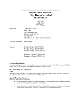 Hip Hop-Decoded MUS 307/AFR 317