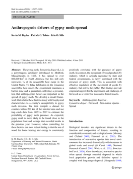 Anthropogenic Drivers of Gypsy Moth Spread