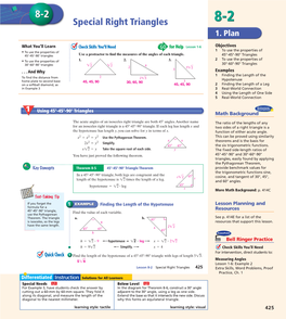 Special Right Triangles 8-2 1