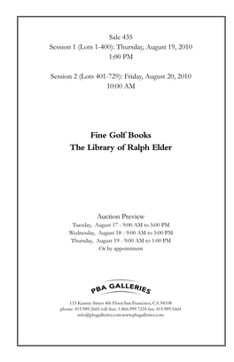 Fine Golf Books the Library of Ralph Elder