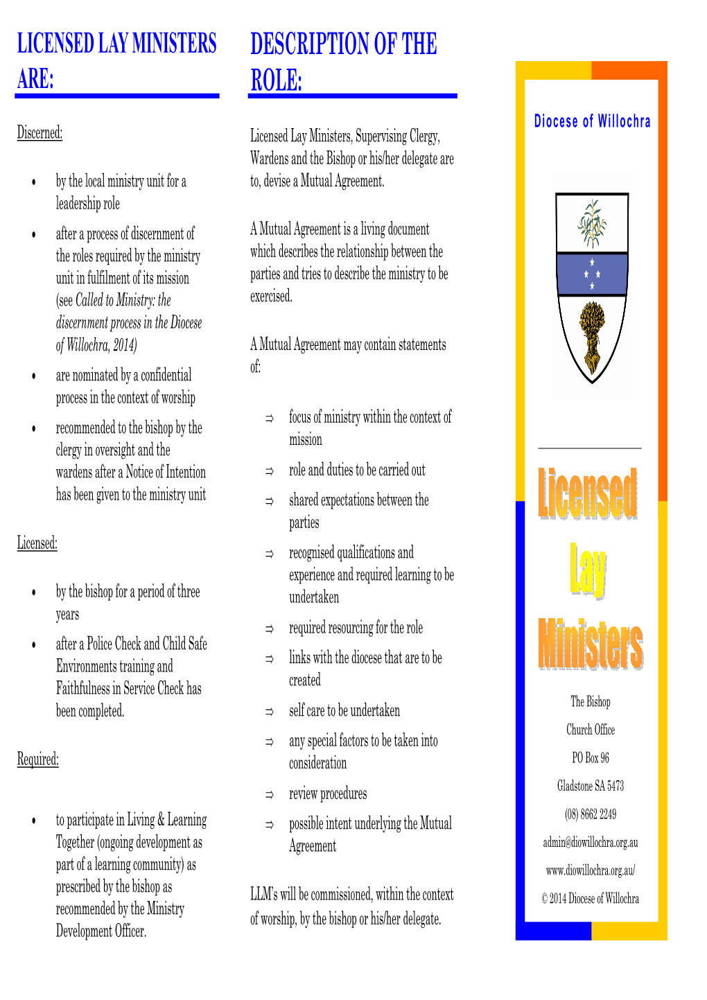 Licensed Lay Ministers Description of the Are: Role