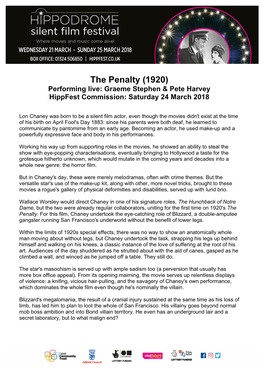 The Penalty (1920) Performing Live: Graeme Stephen & Pete Harvey Hippfest Commission: Saturday 24 March 2018