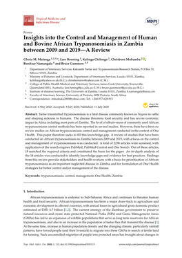 Insights Into the Control and Management of Human and Bovine African Trypanosomiasis in Zambia Between 2009 and 2019—A Review