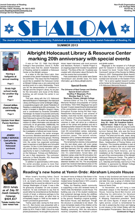 Albright Holocaust Library & Resource Center Marking 20Th Anniversary