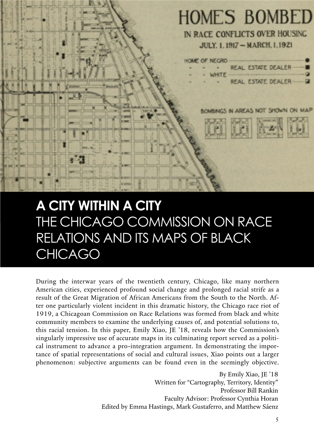 A City Within a City the Chicago Commission on Race Relations and Its Maps of Black Chicago