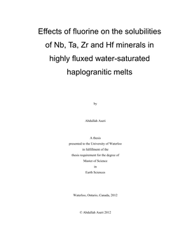 Effects of Fluorine on the Solubilities of Nb, Ta, Zr and Hf Minerals in Highly Fluxed Water-Saturated Haplogranitic Melts
