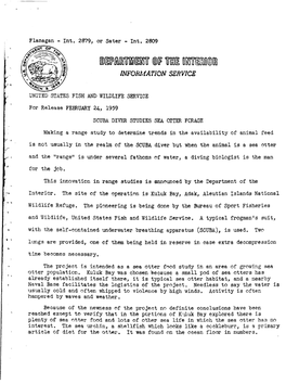 SCUBA DIVER STUDIES SEA OTTER FORAGE -- February 24, 1959