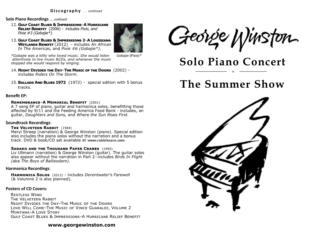 Solo Piano Concert the Summer Show