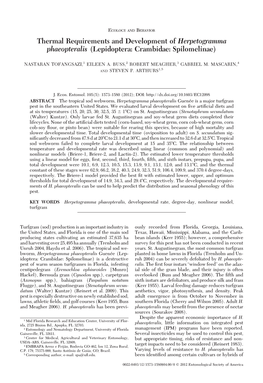 Thermal Requirements and Development of Herpetogramma Phaeopteralis (Lepidoptera: Crambidae: Spilomelinae)