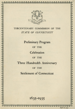 Preliminary Program Celebration Three Hundredth Anniversary