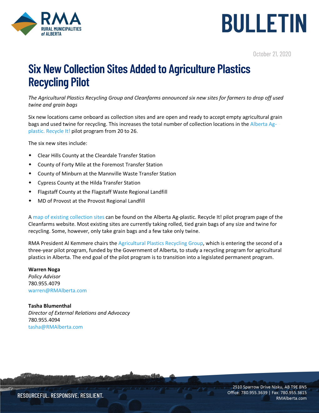 Six New Collection Sites Added to Agriculture Plastics Recycling Pilot