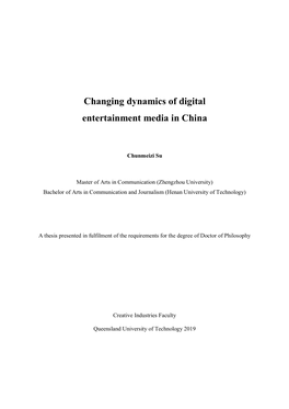 Changing Dynamics of Digital Entertainment Media in China