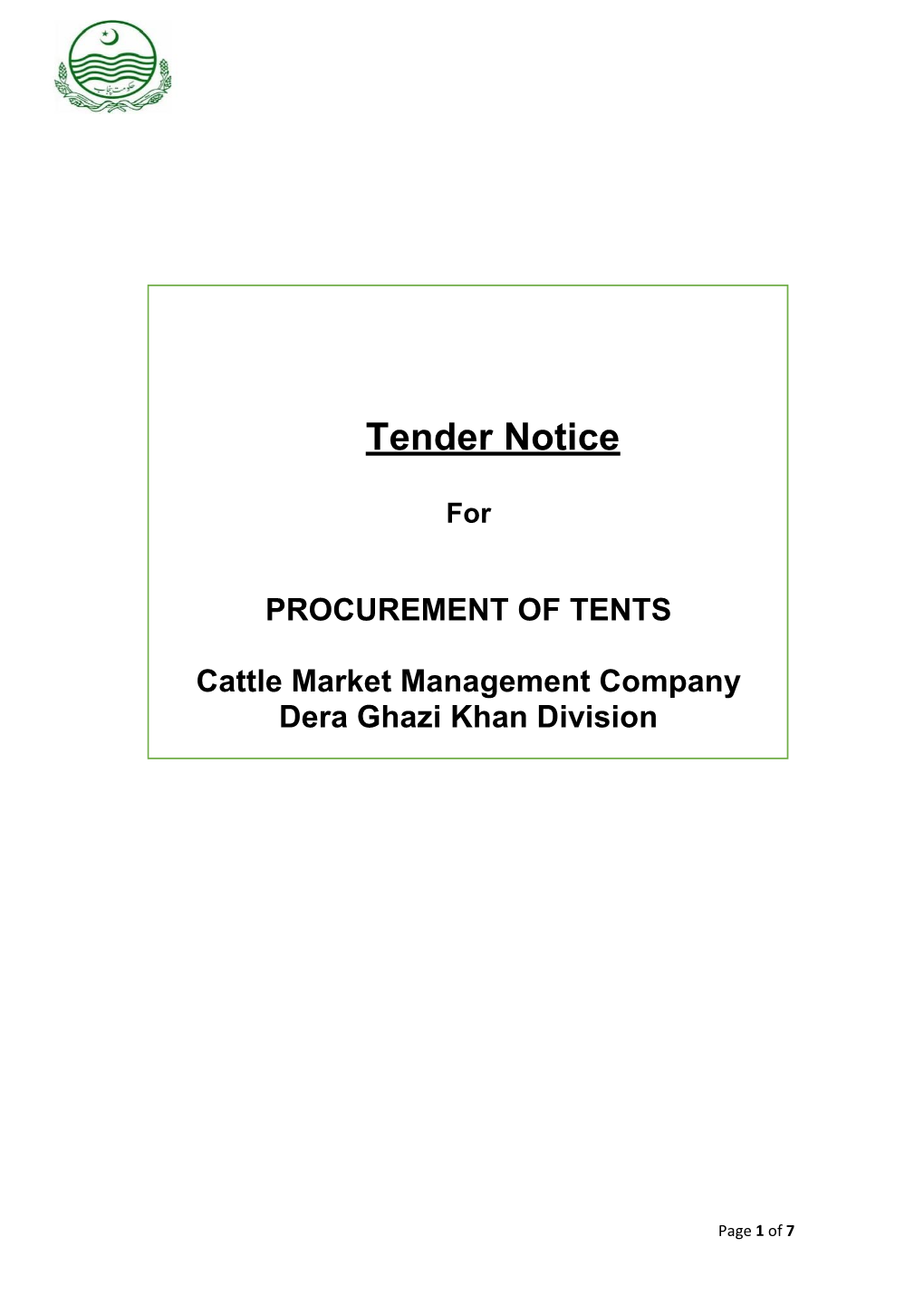 Tender Notice