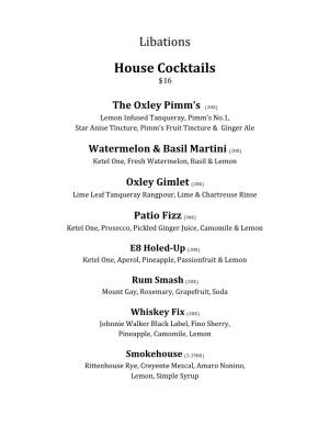 House Cocktails $16