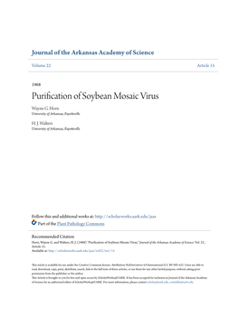 Purification of Soybean Mosaic Virus Wayne G