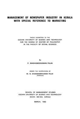 Management of Newspaper Industry in Kerala with Special Reference to Marketing