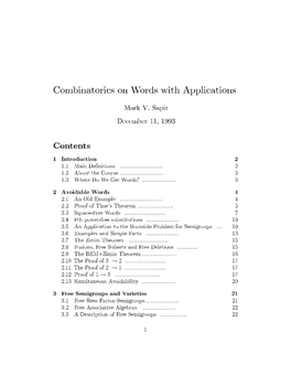 Combinatorics on Words with Applications
