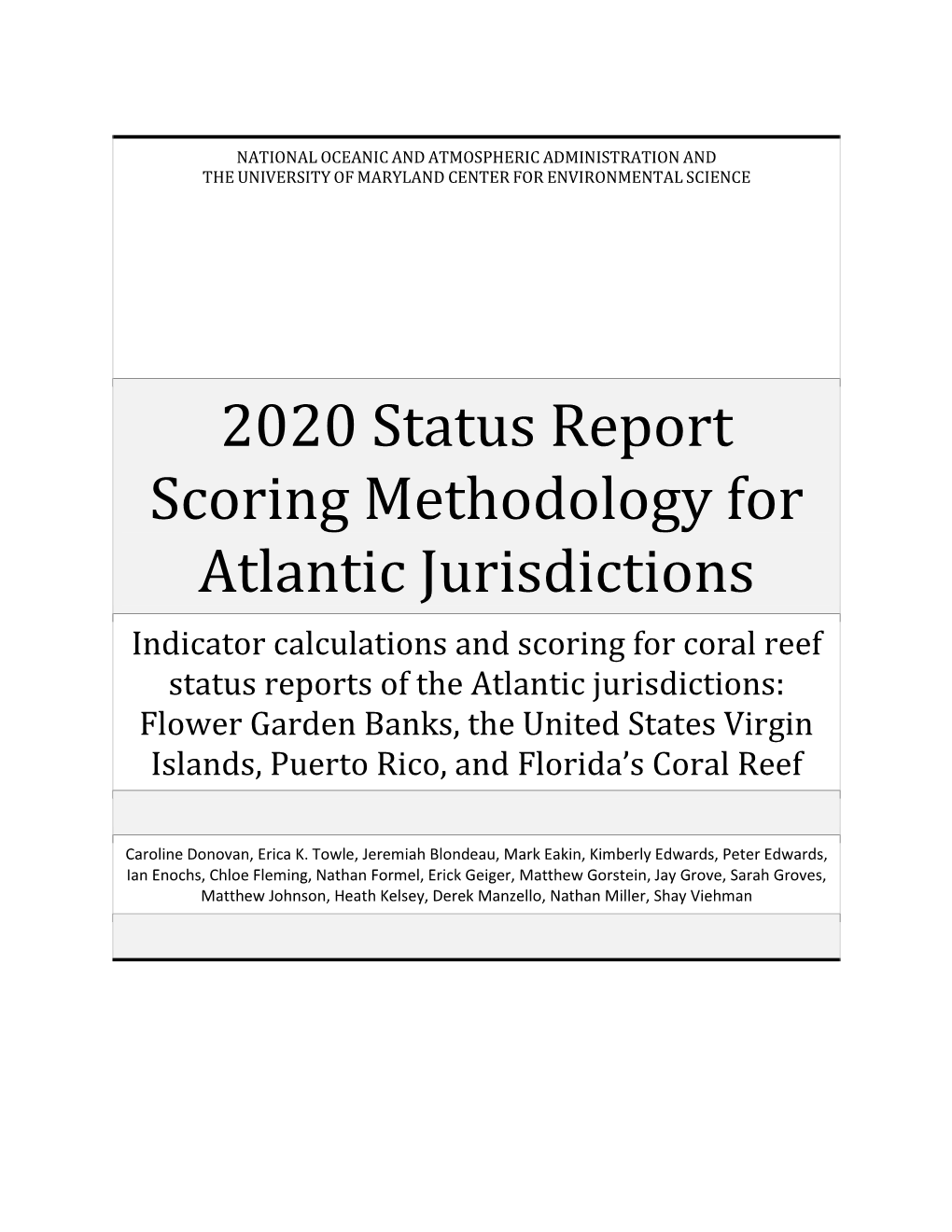 2020 Status Report Scoring Methodology for Atlantic Jurisdictions