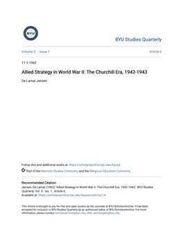Allied Strategy in World War II: the Churchill Era, 1942-1943