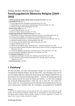 Forschungsbericht Römische Religion (2009– 2011)